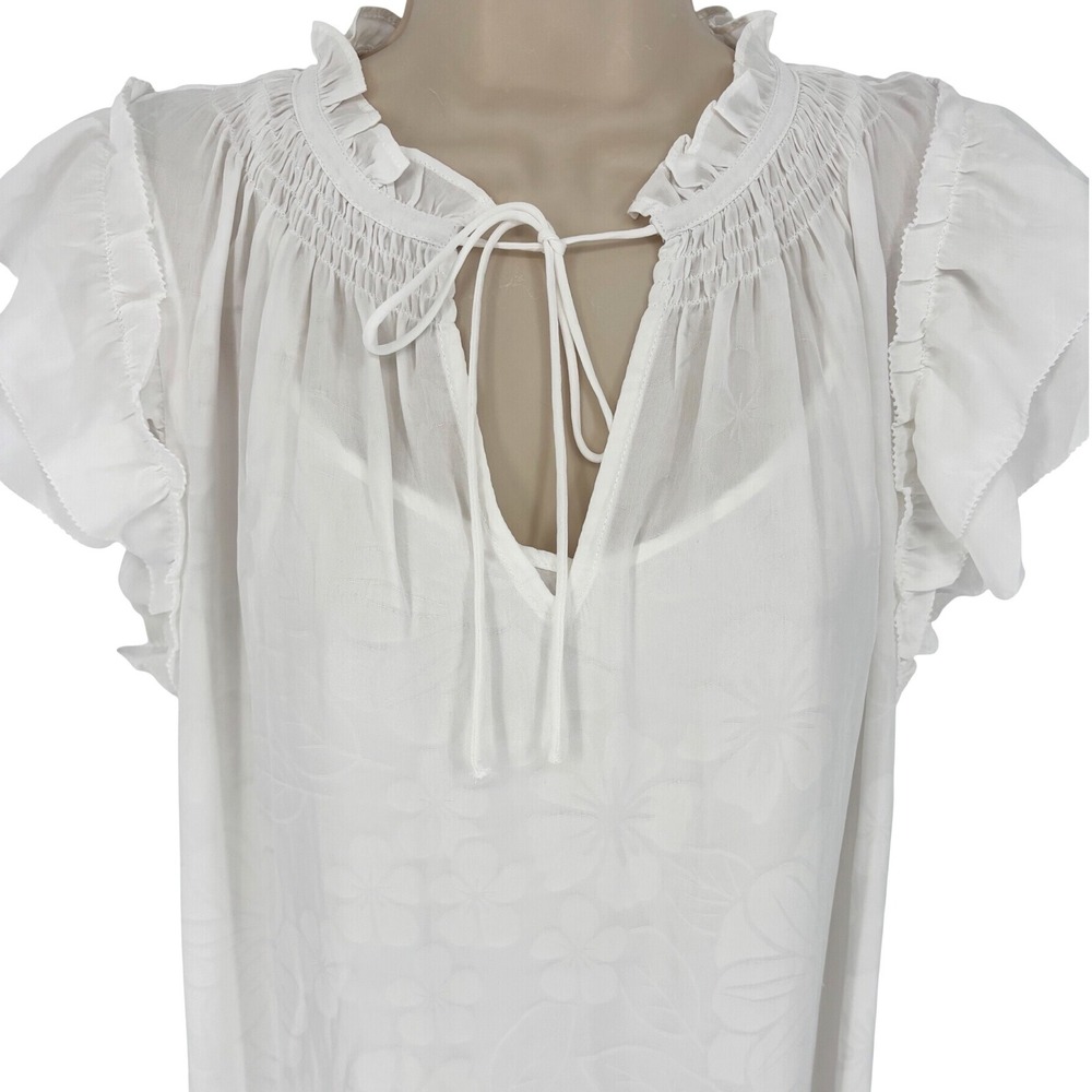 Current Air Los Angeles White Floral Jacquard Smocked Midi Dress NWT Small